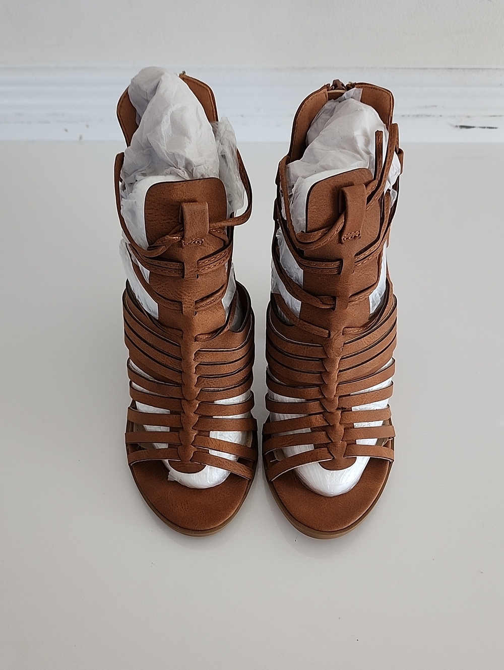 JustFab Brown Strappy Gladiator Heels